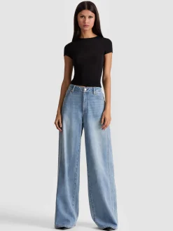 Alice and Olivia T-SHIRTS*HOTTIE SHRUNKEN BABY TEE DARK OLIVE