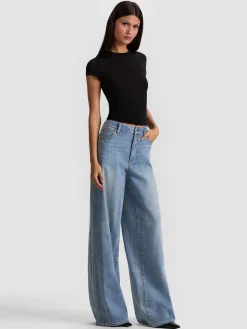 Alice and Olivia T-SHIRTS*HOTTIE SHRUNKEN BABY TEE DARK OLIVE