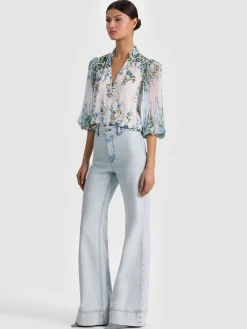 Alice and Olivia BLOUSES*ILAN BUTTON DOWN BLOUSE BUTTER