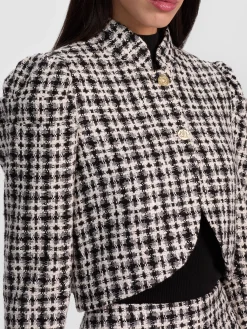 Alice and Olivia ANDREW PANT|JADE MESH BUTTON DOWN*ILARIA CROPPED JACKET SOFT WHITE