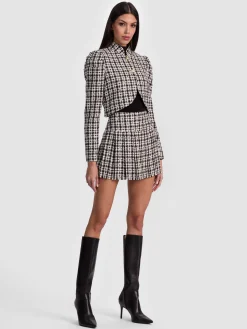 Alice and Olivia ANDREW PANT|JADE MESH BUTTON DOWN*ILARIA CROPPED JACKET SOFT WHITE