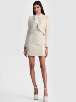 Alice and Olivia ANDREW PANT|JADE MESH BUTTON DOWN*ILARIA EMBELLISHED JACKET BLACK