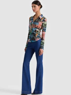 Alice and Olivia ANDREW PANT|JADE MESH BUTTON DOWN*JADE MESH BUTTON DOWN