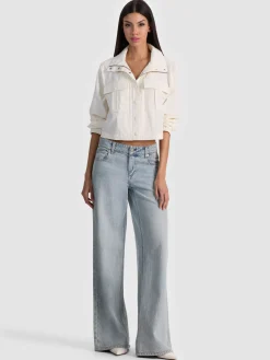 Alice and Olivia CROPPED JACKETS*JAMES FUNNEL NECK CROPPED PARKA GREY MINERAL