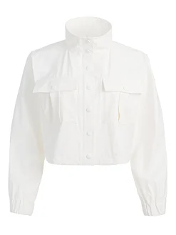 Alice and Olivia CROPPED JACKETS*JAMES FUNNEL NECK CROPPED PARKA GREY MINERAL