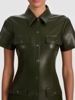 Alice and Olivia MINI*JAMIE VEGAN MINI DRESS BLACK