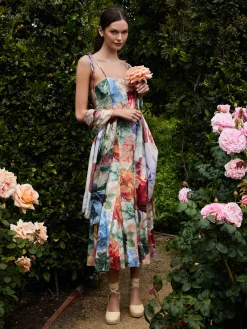 Alice and Olivia MIDI*JEANETTE PANELED MIDI DRESS