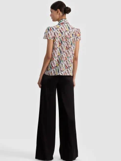 Alice and Olivia BLOUSES*JEANNIE STACEFACE SILK BLOUSE VISIONARY