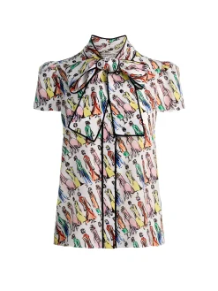 Alice and Olivia BLOUSES*JEANNIE STACEFACE SILK BLOUSE VISIONARY