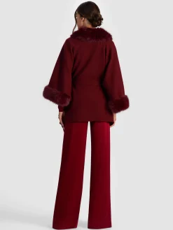 Alice and Olivia ANDREW PANT|JADE MESH BUTTON DOWN*JOANNE SWEATER COAT OXBLOOD