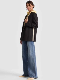 Alice and Olivia BLAZERS*JORDAN BLAZER WITH REMOVABLE HOODIE DARLA LIGHT INDIGO