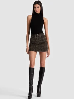 Alice and Olivia MINI*JOSS EMBELLISHED DENIM SKIRT OFF WHITE