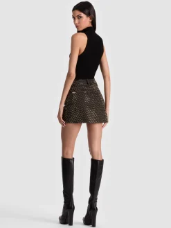 Alice and Olivia MINI*JOSS EMBELLISHED DENIM SKIRT OFF WHITE