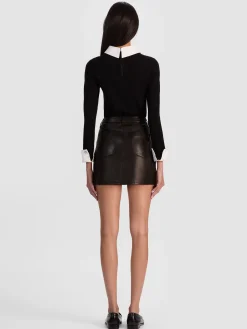 Alice and Olivia MINI*JOSS LEATHER MINI SKIRT CAMEL