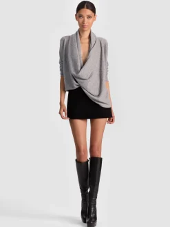 Alice and Olivia PULLOVERS*JULES CASHMERE DRAPED PULLOVER BLACK