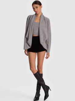 Alice and Olivia PULLOVERS*JULES CASHMERE DRAPED PULLOVER BLACK