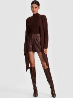 Alice and Olivia PULLOVERS*JULES CASHMERE DRAPED PULLOVER BLACK