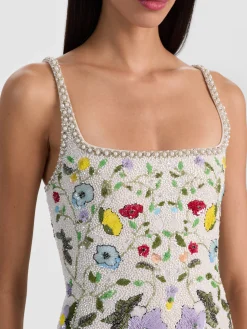 Alice and Olivia MINI*JULIA EMBELLISHED MINI GOWN BLACK/OFF WHITE