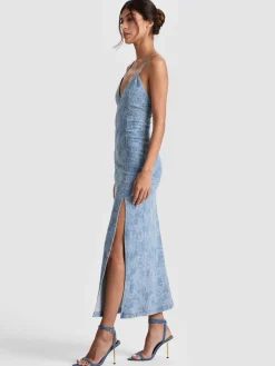 Alice and Olivia MIDI*JULIETTA DENIM MIDI DRESS