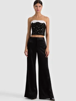 Alice and Olivia CROP TOPS*KATYA EMBELLISHED BOW TOP MIDNIGHT BLUE