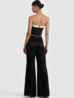 Alice and Olivia CROP TOPS*KATYA EMBELLISHED BOW TOP MIDNIGHT BLUE