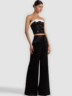 Alice and Olivia CROP TOPS*KATYA EMBELLISHED BOW TOP MIDNIGHT BLUE