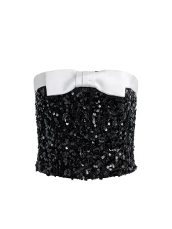 Alice and Olivia CROP TOPS*KATYA EMBELLISHED BOW TOP MIDNIGHT BLUE