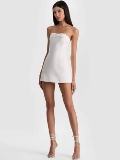 Alice and Olivia JUMPSUITS + ROMPERS*KATYA SCULPTED BOW ROMPER OFF WHITE