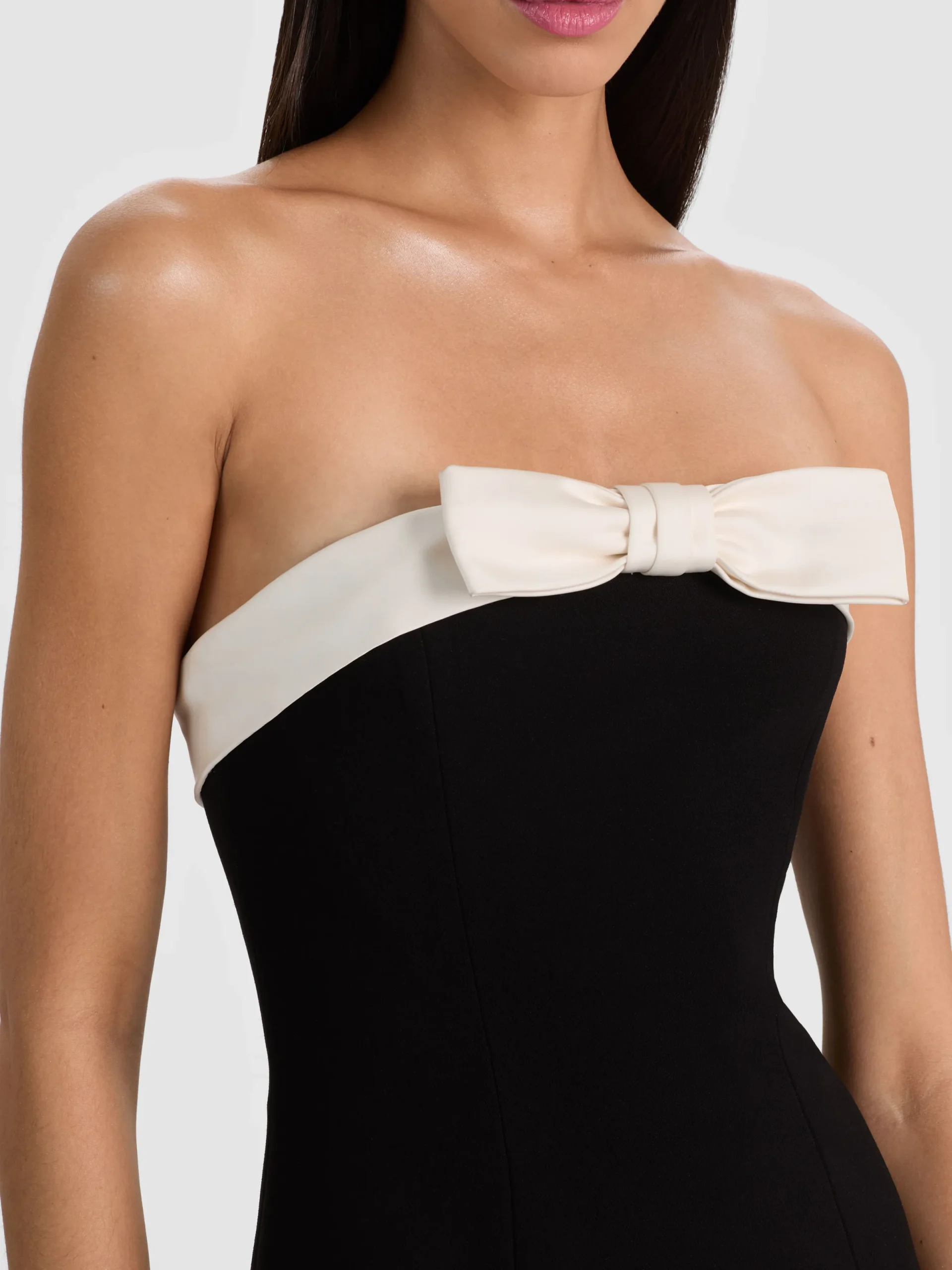 Alice and Olivia JUMPSUITS + ROMPERS*KATYA SCULPTED BOW ROMPER ENGLISH ROSE