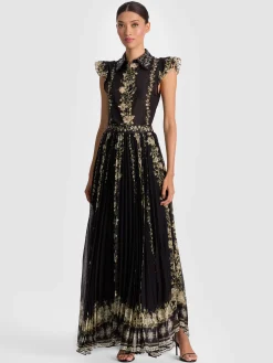 Alice and Olivia MAXI*KATZ PLEATED MAXI SKIRT