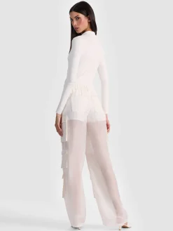 Alice and Olivia BODYSUITS*KEENAN POLO BODYSUIT SOFT WHITE