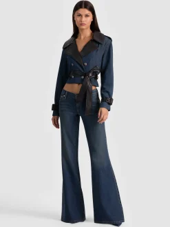 Alice and Olivia DENIM*KEITH CROPPED DENIM TRENCH