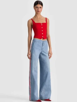 Alice and Olivia TANKS*KELCEY BUTTON FRONT TOP CAROLINA BLUE