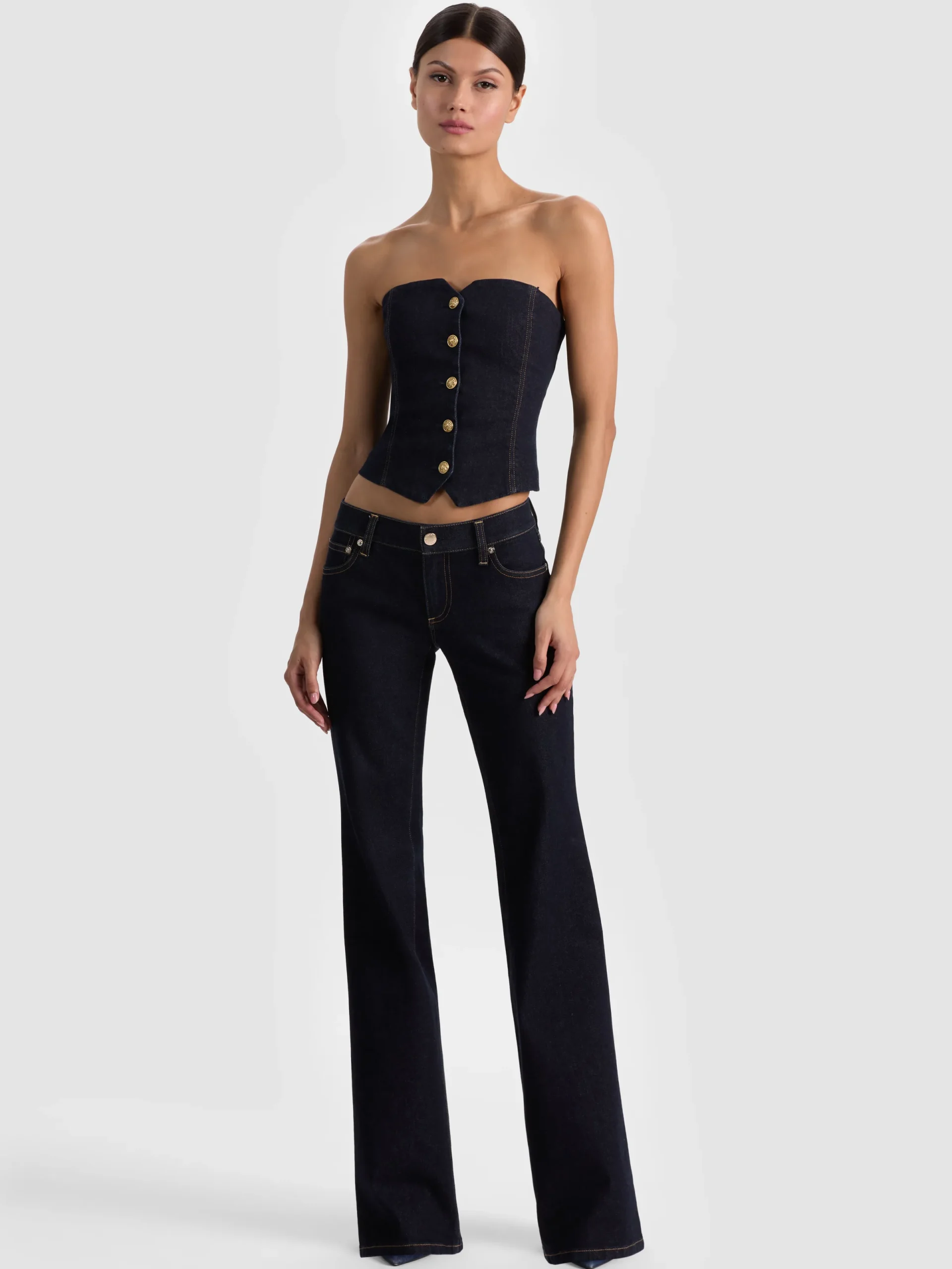 Alice and Olivia CROP TOPS*KELCEY STRAPLESS DENIM VEST