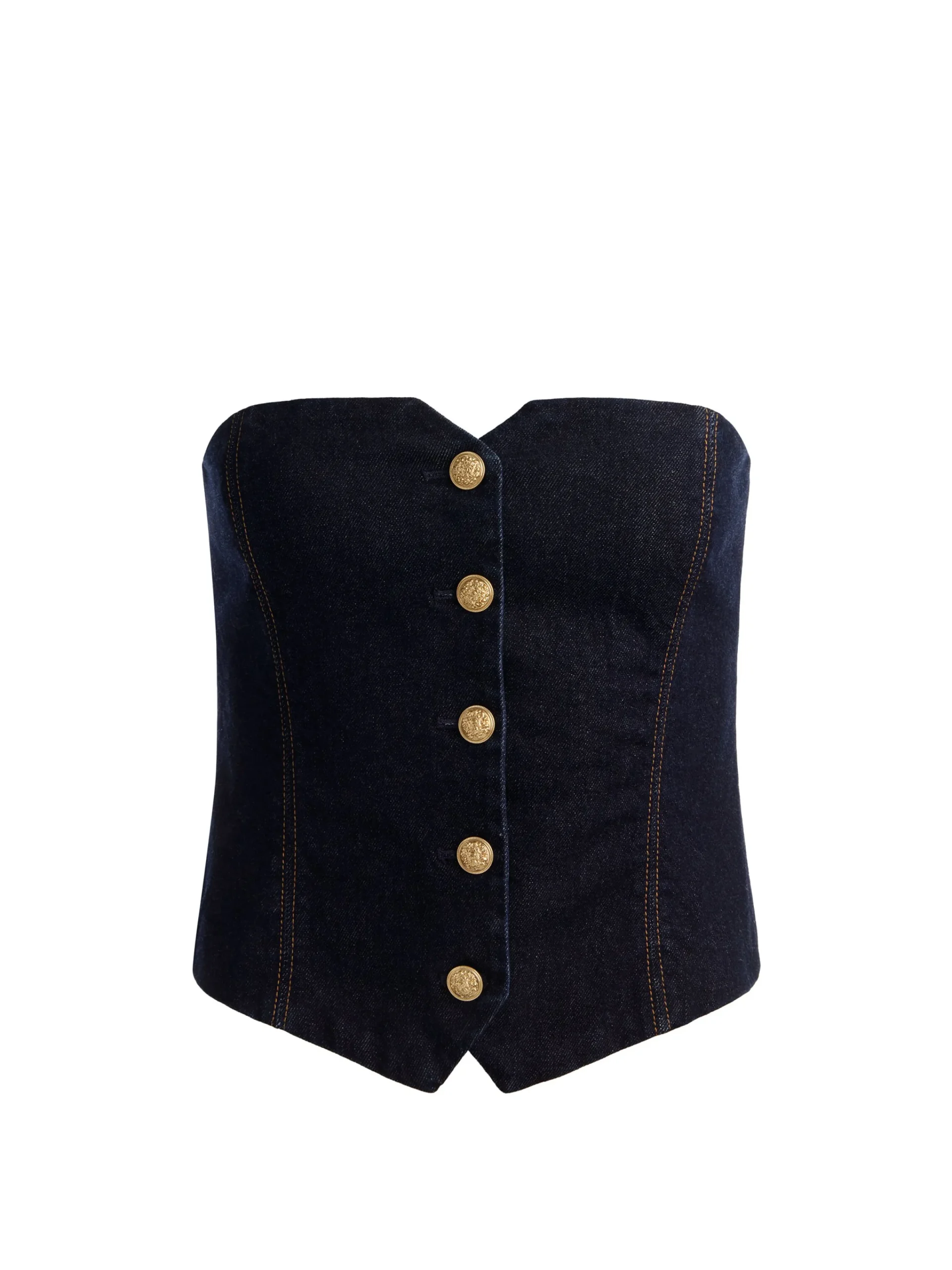 Alice and Olivia CROP TOPS*KELCEY STRAPLESS DENIM VEST