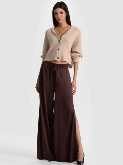 Alice and Olivia WIDE LEG*KENLEY PALAZZO PANT DARK OLIVE