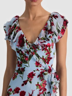 Alice and Olivia MAXI*KRISTEN RUFFLE WRAP MAXI DRESS