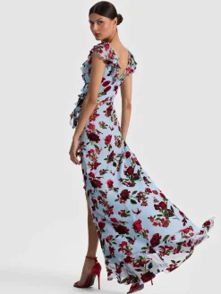 Alice and Olivia MAXI*KRISTEN RUFFLE WRAP MAXI DRESS