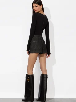 Alice and Olivia MINI*LAKELYN DENIM SKORT MOCHA