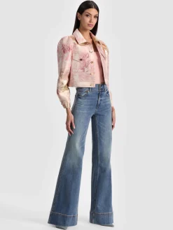 Alice and Olivia JACKETS*LANA PUFF SLEEVE JACKET WHITE