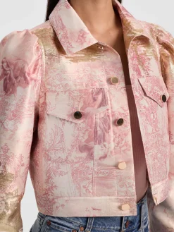 Alice and Olivia JACKETS*LANA PUFF SLEEVE JACKET WHITE