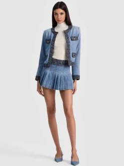 Alice and Olivia DENIM*LANDON CROPPED DENIM JACKET DANICA DARK INDIGO