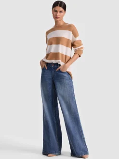 Alice and Olivia PULLOVERS*LAURA CASHMERE PULLOVER GREY MINERAL