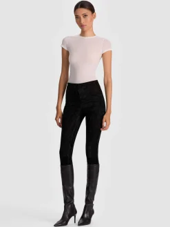 Alice and Olivia LEATHER AND SUEDE*LENNOX SUEDE LEGGING BLACK