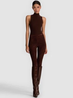 Alice and Olivia LEATHER AND SUEDE*LENNOX SUEDE LEGGING DARK CHOCOLATE