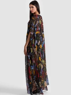 Alice and Olivia MAXI*LINN CAPE MAXI DRESS OXBLOOD