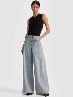 Alice and Olivia CARDIGANS*LOLY BUTTON FRONT CASHMERE VEST GREY MINERAL