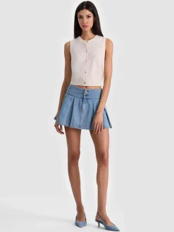 Alice and Olivia CARDIGANS*LOLY BUTTON FRONT CASHMERE VEST BLACK