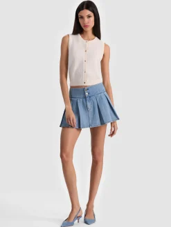 Alice and Olivia CARDIGANS*LOLY BUTTON FRONT CASHMERE VEST BLACK