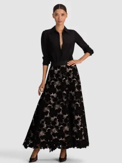 Alice and Olivia MAXI*LORENA LACE MAXI SKIRT OXBLOOD